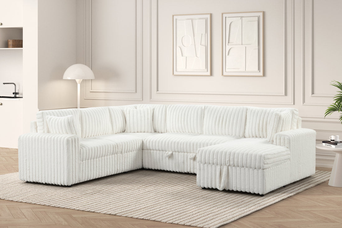 Forever Beige Sectional With Pull-Out Bed **NEW ARRIVAL**