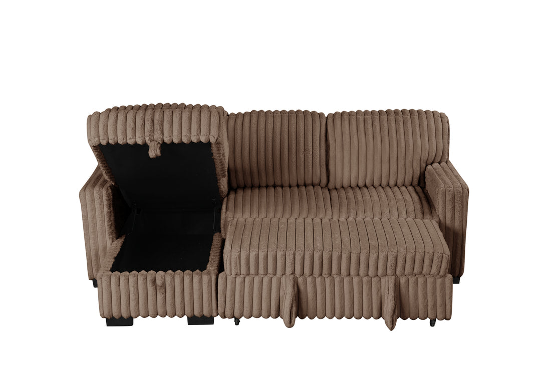 Poland Mocha Reversible Sectional With Pull-Out Bed **ON SALE**