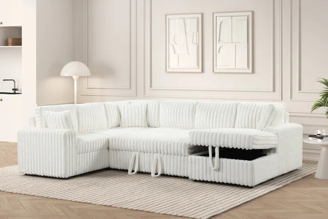 Forever Beige Sectional With Pull-Out Bed **NEW ARRIVAL**