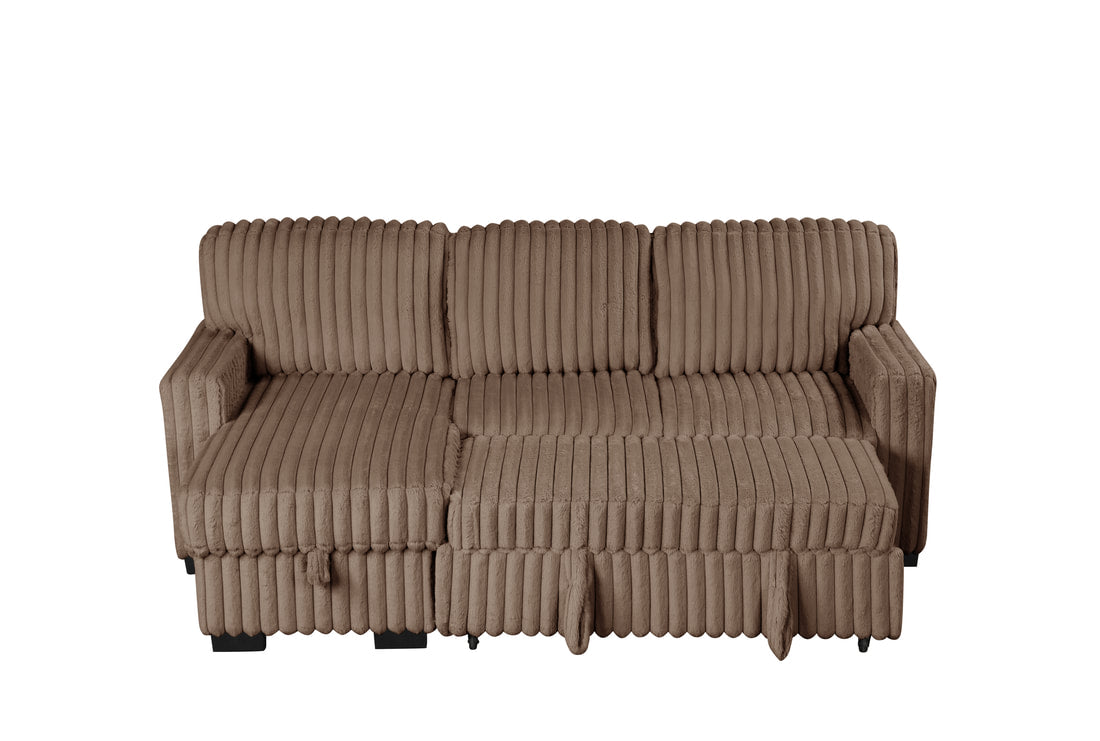 Poland Mocha Reversible Sectional With Pull-Out Bed **ON SALE**