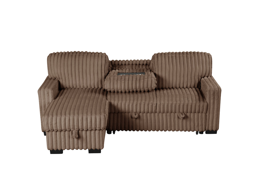 Poland Mocha Reversible Sectional With Pull-Out Bed **ON SALE**